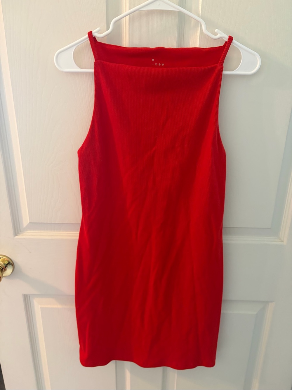 A New Day Red Ribbed Bodycon Midi Dress Small